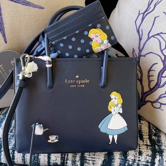 disney x kate spade NY alice in wonderland shopper crossbody bag & card holder - Picture 14 of 16